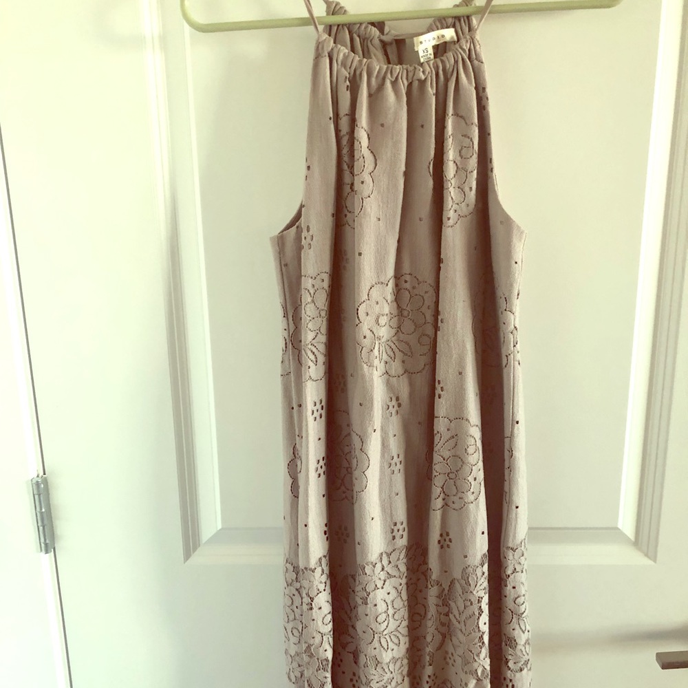 Beige high neck dress